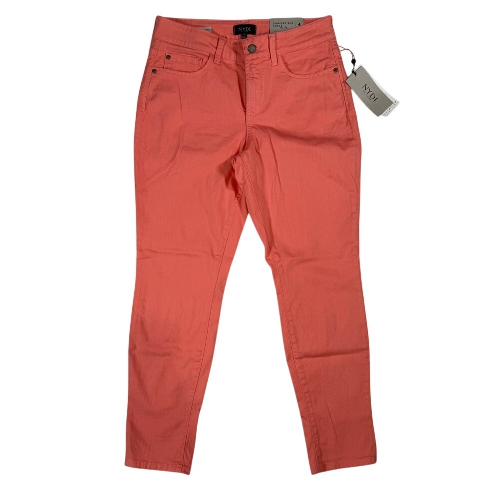 NYDJ Convertible Ankle Jeans Coralโ Pink Slim Stretch Pants Size 4 NEW